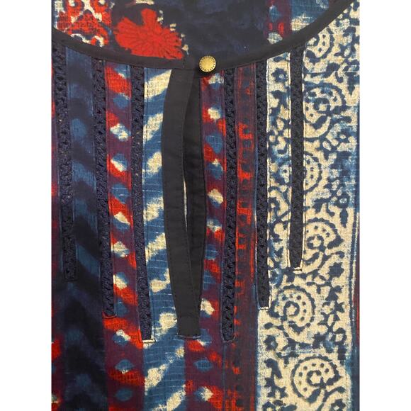 Lauren Ralph Lauren 3X Boho Print Peasant Tunic Popover Top 100% Cotton - Picture 3 of 7